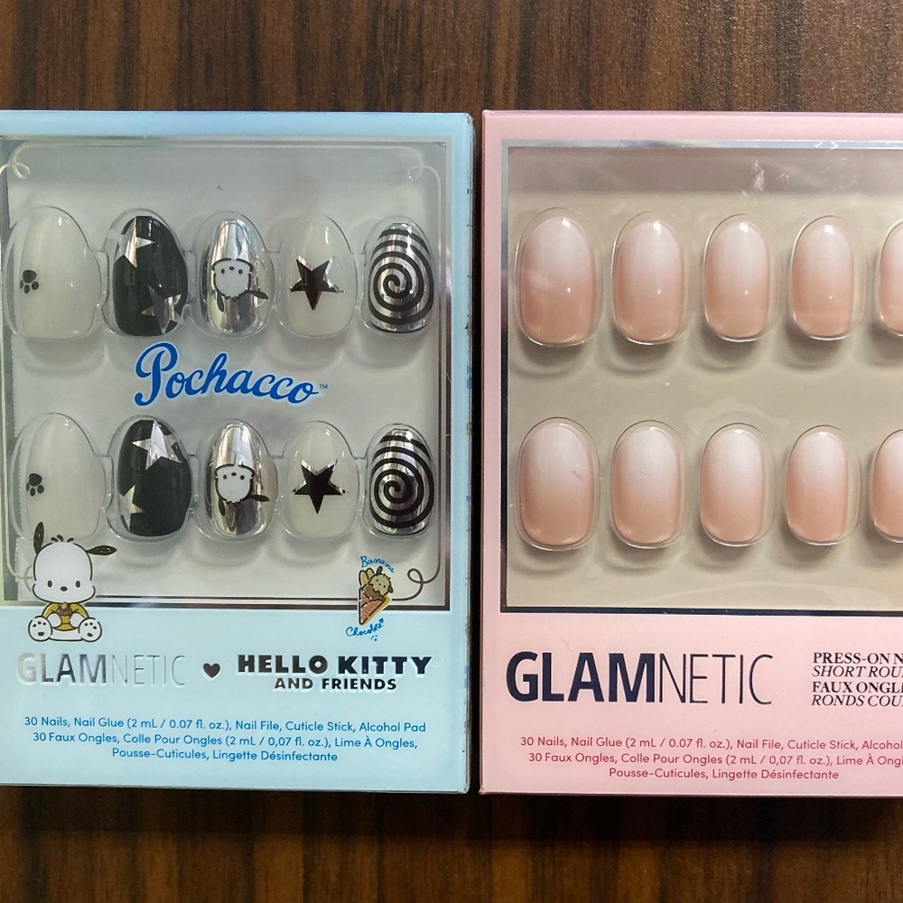 NIB GLAMNETIC Press-ons 2-pks: Creamer & LIMITED EDITION Pochacco (HELLO KITTY)!